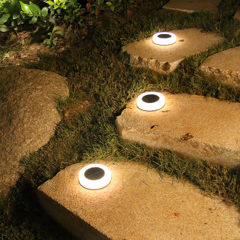 Modern Minimalist Solar Waterproof Round Cylinder Plastic ABS LED Ground Plug Landscape Light For Garden | Stornfield