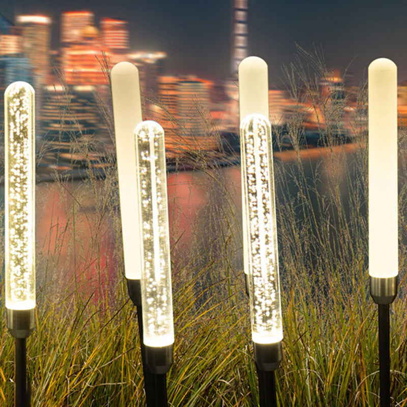 Contemporary Scandinavian Waterproof Cylinder Oval Reed Bubbles Stainless Steel Acrylic LED Outdoor Lawn Landscape Lamp For Outdoor Patio | Stornfield