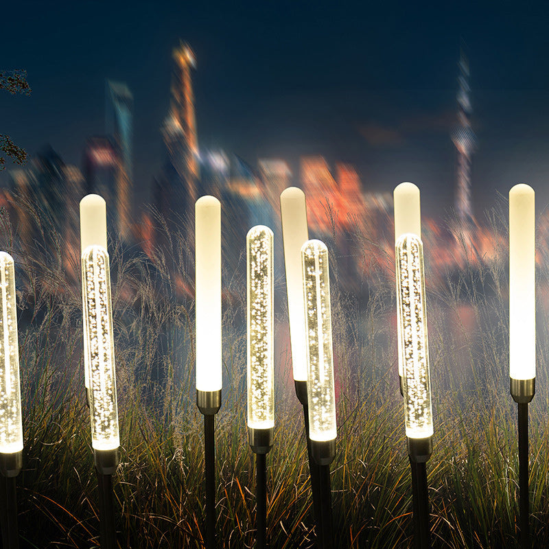 Contemporary Scandinavian Waterproof Cylinder Oval Reed Bubbles Stainless Steel Acrylic LED Outdoor Lawn Landscape Lamp For Outdoor Patio | Stornfield