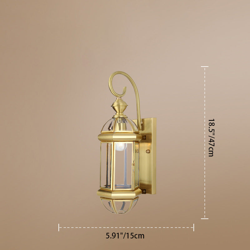 Modern Luxury Waterproof Cylinder Rectangle Half Round Copper Glass 1/3/6 Light Wall Sconce Lamp For Garden | Stornfield