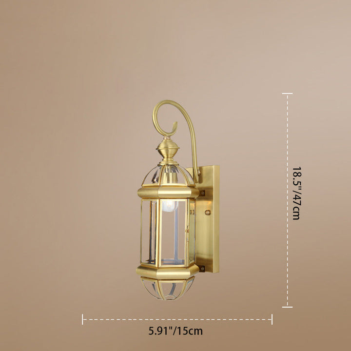 Modern Luxury Waterproof Cylinder Rectangle Half Round Copper Glass 1/3/6 Light Wall Sconce Lamp For Garden | Stornfield