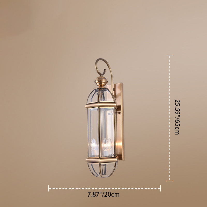 Modern Luxury Waterproof Cylinder Rectangle Half Round Copper Glass 1/3/6 Light Wall Sconce Lamp For Garden | Stornfield