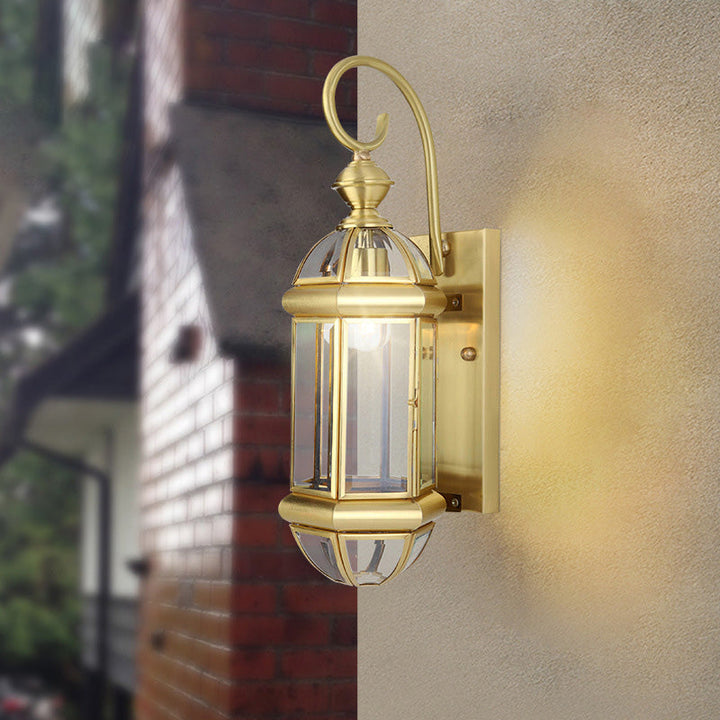 Modern Luxury Waterproof Cylinder Rectangle Half Round Copper Glass 1/3/6 Light Wall Sconce Lamp For Garden | Stornfield