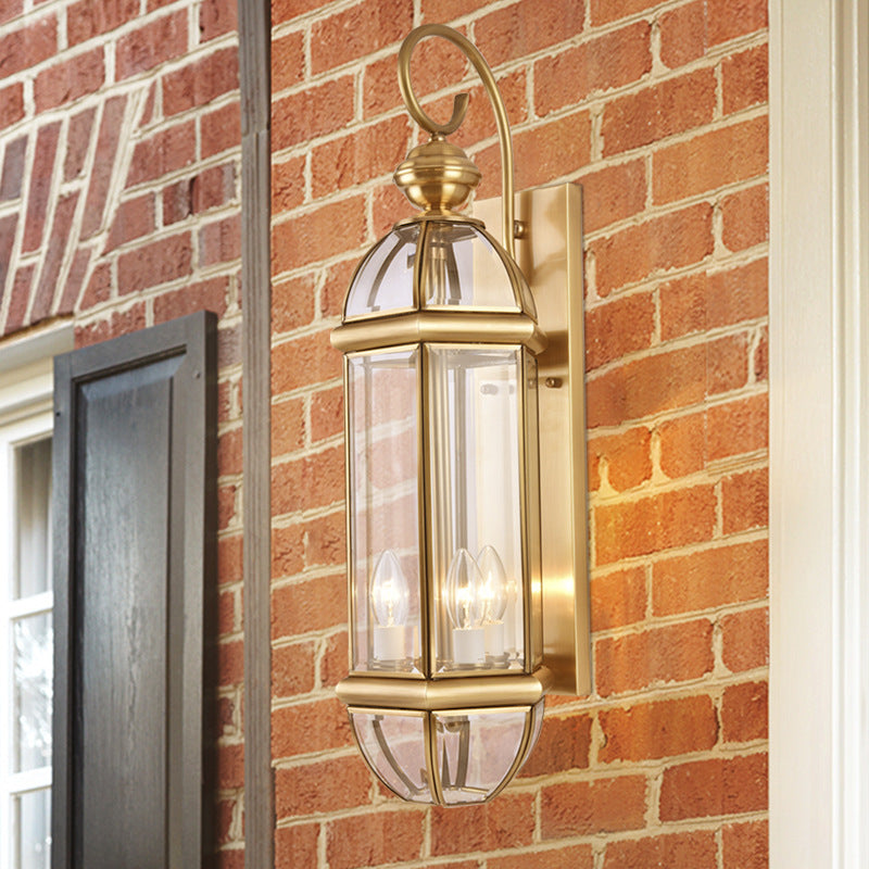 Modern Luxury Waterproof Cylinder Rectangle Half Round Copper Glass 1/3/6 Light Wall Sconce Lamp For Garden | Stornfield