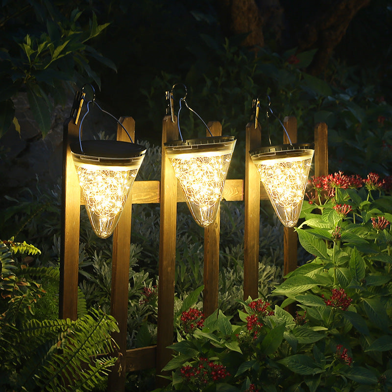 Modern Minimalist Solar Waterproof Cone Filigree PC ABS LED Pendant Light For Garden | Stornfield