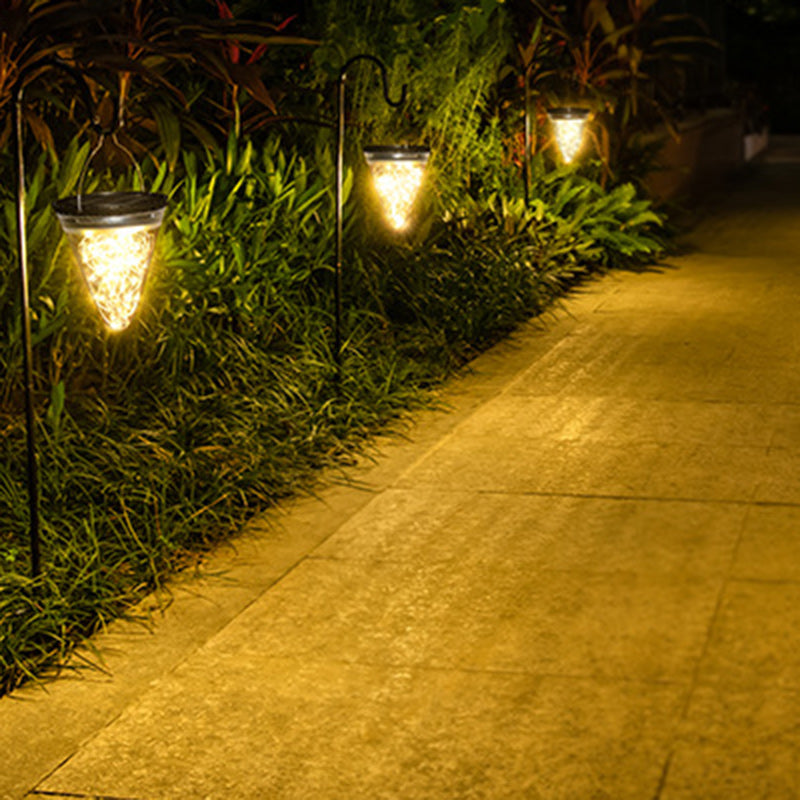 Modern Minimalist Solar Waterproof Cone Filigree PC ABS LED Pendant Light For Garden | Stornfield