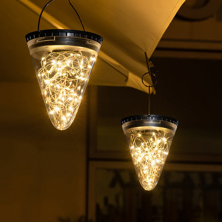 Modern Minimalist Solar Waterproof Cone Filigree PC ABS LED Pendant Light For Garden | Stornfield