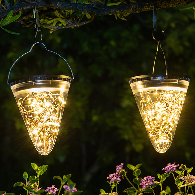 Modern Minimalist Solar Waterproof Cone Filigree PC ABS LED Pendant Light For Garden | Stornfield