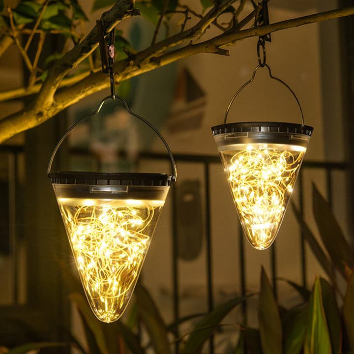 Modern Minimalist Solar Waterproof Cone Filigree PC ABS LED Pendant Light For Garden | Stornfield