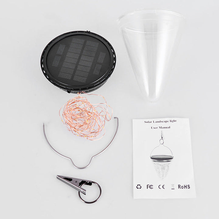 Modern Minimalist Solar Waterproof Cone Filigree PC ABS LED Pendant Light For Garden | Stornfield