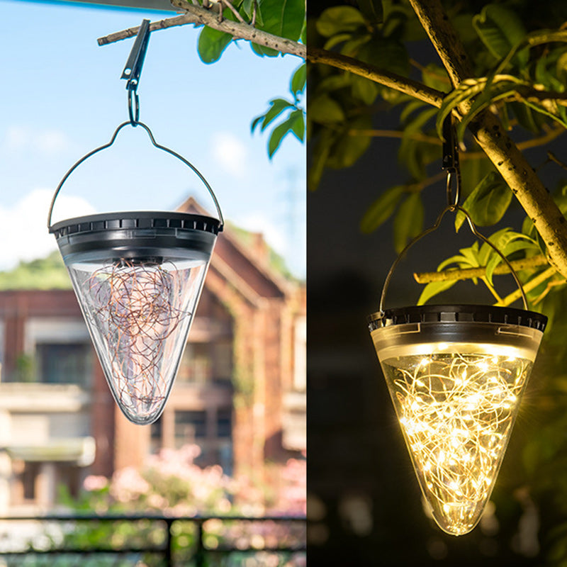 Modern Minimalist Solar Waterproof Cone Filigree PC ABS LED Pendant Light For Garden | Stornfield