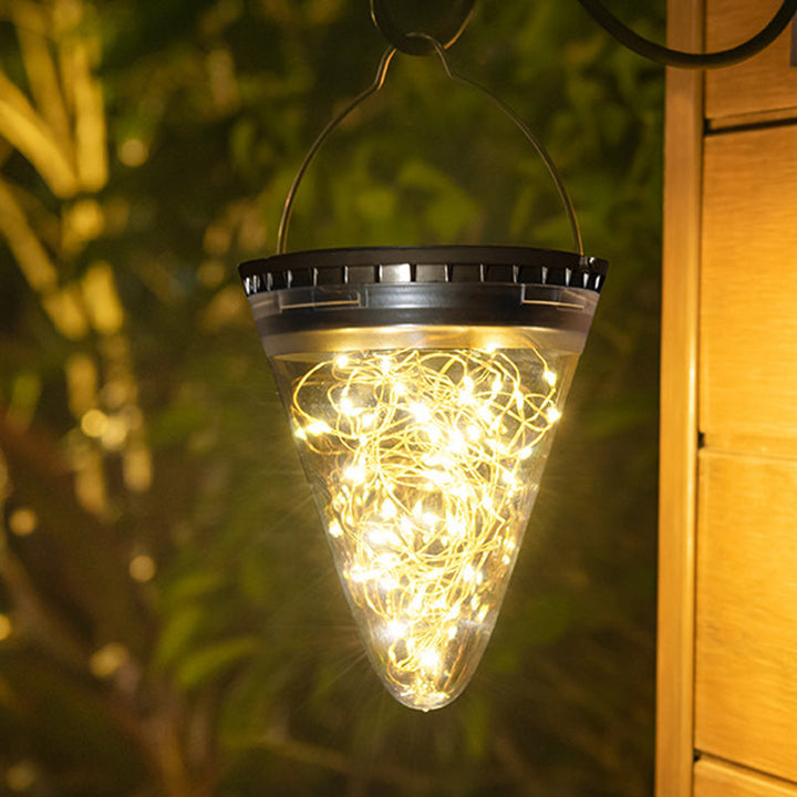 Modern Minimalist Solar Waterproof Cone Filigree PC ABS LED Pendant Light For Garden | Stornfield