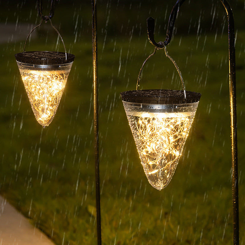 Modern Minimalist Solar Waterproof Cone Filigree PC ABS LED Pendant Light For Garden | Stornfield