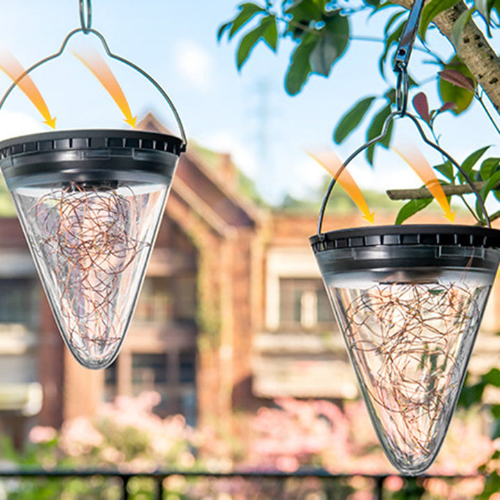 Modern Minimalist Solar Waterproof Cone Filigree PC ABS LED Pendant Light For Garden | Stornfield