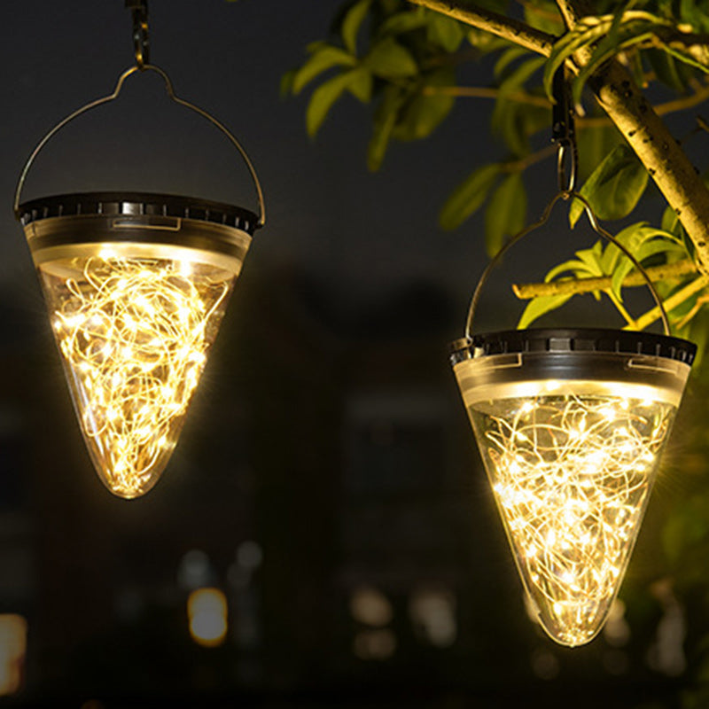 Modern Minimalist Solar Waterproof Cone Filigree PC ABS LED Pendant Light For Garden | Stornfield