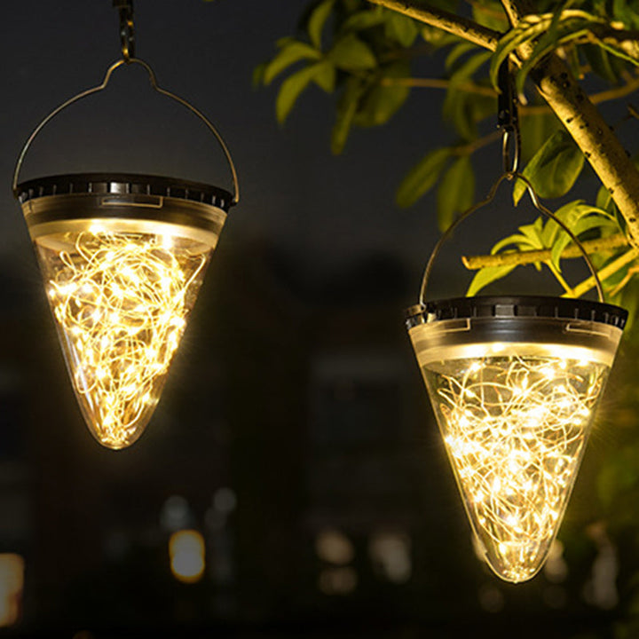 Modern Minimalist Solar Waterproof Cone Filigree PC ABS LED Pendant Light For Garden | Stornfield