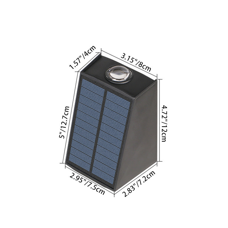 Modern Minimalist Solar Waterproof Trapezoidal Rectangle ABS PVC LED Outdoor Wall Sconce Lamp For Garden | Stornfield