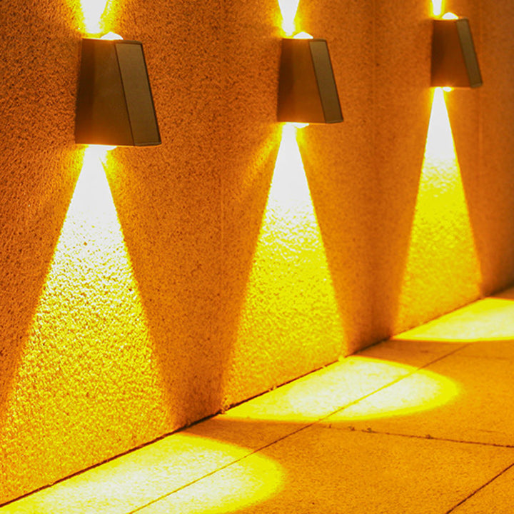 Modern Minimalist Solar Waterproof Trapezoidal Rectangle ABS PVC LED Outdoor Wall Sconce Lamp For Garden | Stornfield