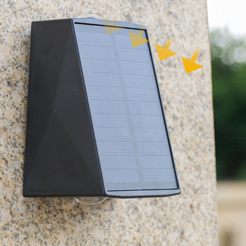 Modern Minimalist Solar Waterproof Trapezoidal Rectangle ABS PVC LED Outdoor Wall Sconce Lamp For Garden | Stornfield