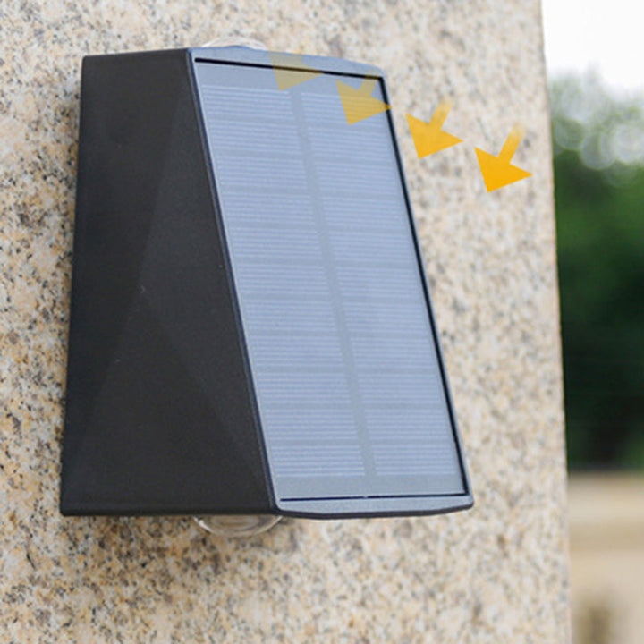 Modern Minimalist Solar Waterproof Trapezoidal Rectangle ABS PVC LED Outdoor Wall Sconce Lamp For Garden | Stornfield