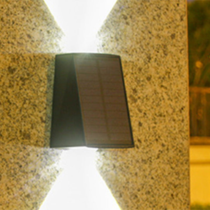 Modern Minimalist Solar Waterproof Trapezoidal Rectangle ABS PVC LED Outdoor Wall Sconce Lamp For Garden | Stornfield