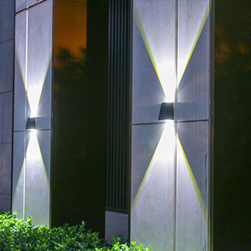 Modern Minimalist Solar Waterproof Trapezoidal Rectangle ABS PVC LED Outdoor Wall Sconce Lamp For Garden | Stornfield