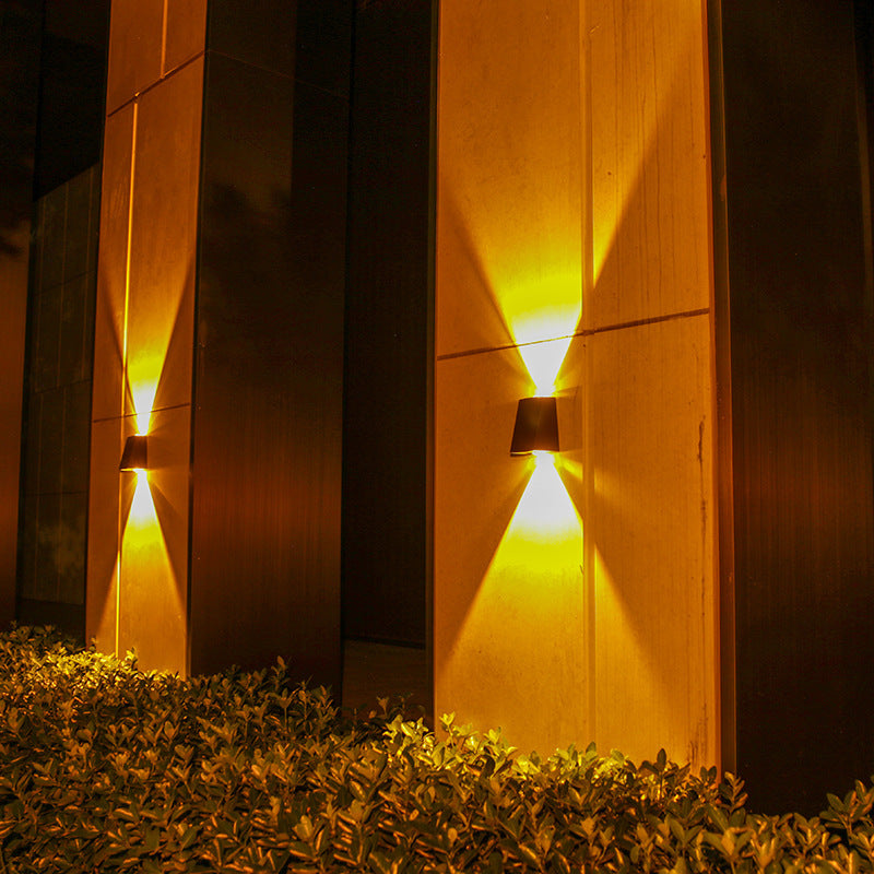 Modern Minimalist Solar Waterproof Trapezoidal Rectangle ABS PVC LED Outdoor Wall Sconce Lamp For Garden | Stornfield