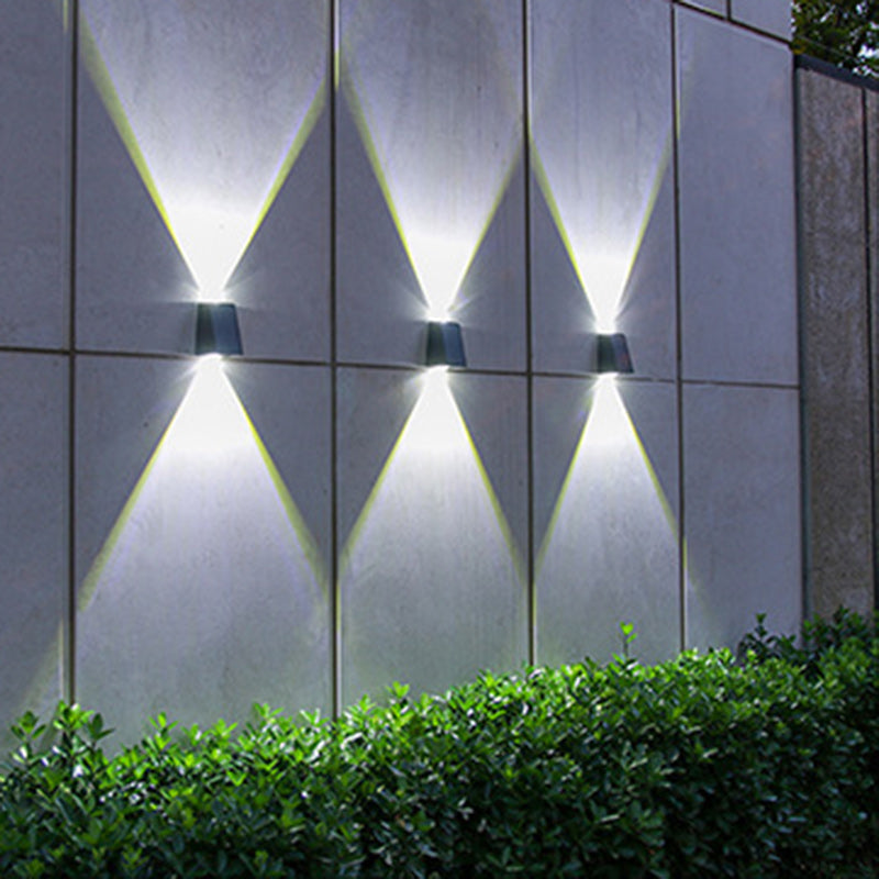 Modern Minimalist Solar Waterproof Trapezoidal Rectangle ABS PVC LED Outdoor Wall Sconce Lamp For Garden | Stornfield