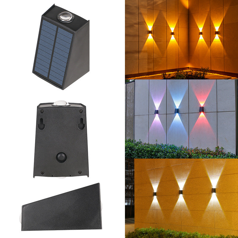 Modern Minimalist Solar Waterproof Trapezoidal Rectangle ABS PVC LED Outdoor Wall Sconce Lamp For Garden | Stornfield