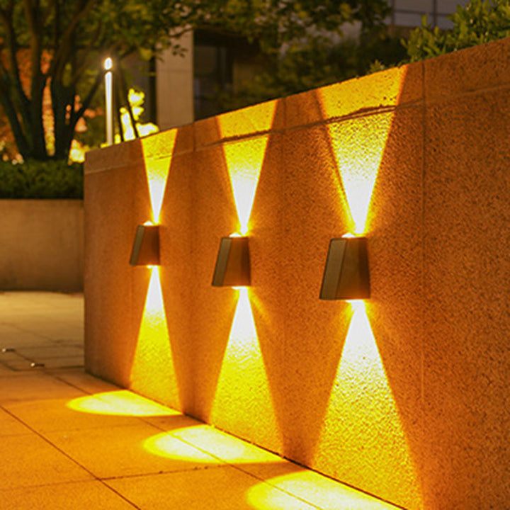 Modern Minimalist Solar Waterproof Trapezoidal Rectangle ABS PVC LED Outdoor Wall Sconce Lamp For Garden | Stornfield