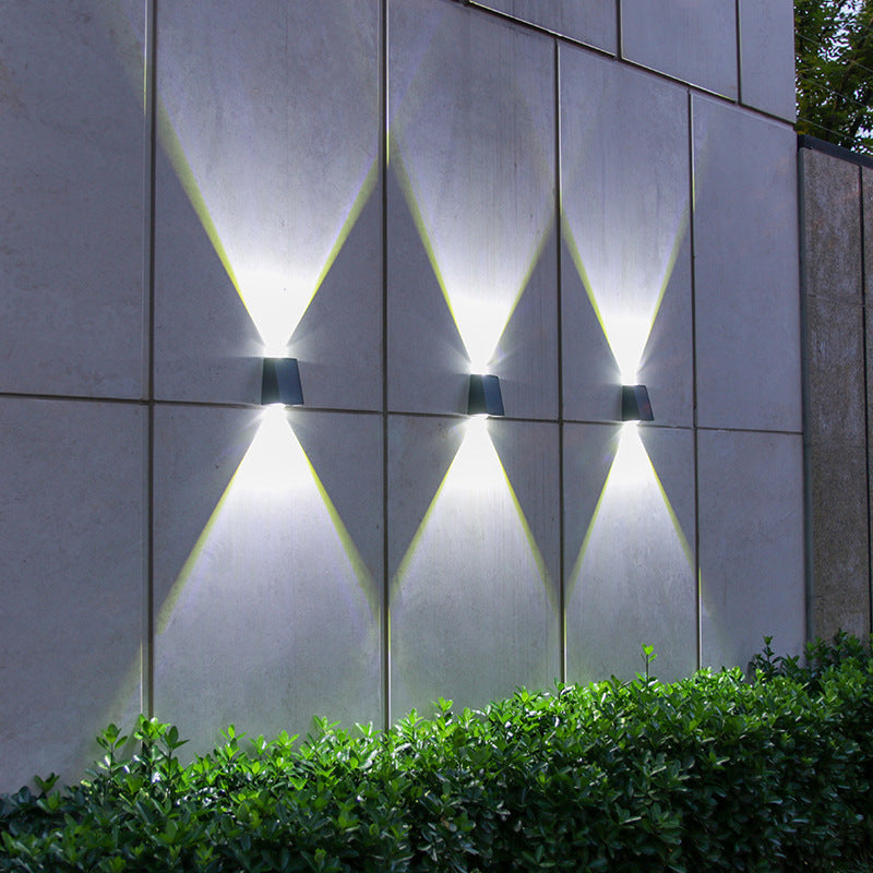 Modern Minimalist Solar Waterproof Trapezoidal Rectangle ABS PVC LED Outdoor Wall Sconce Lamp For Garden | Stornfield