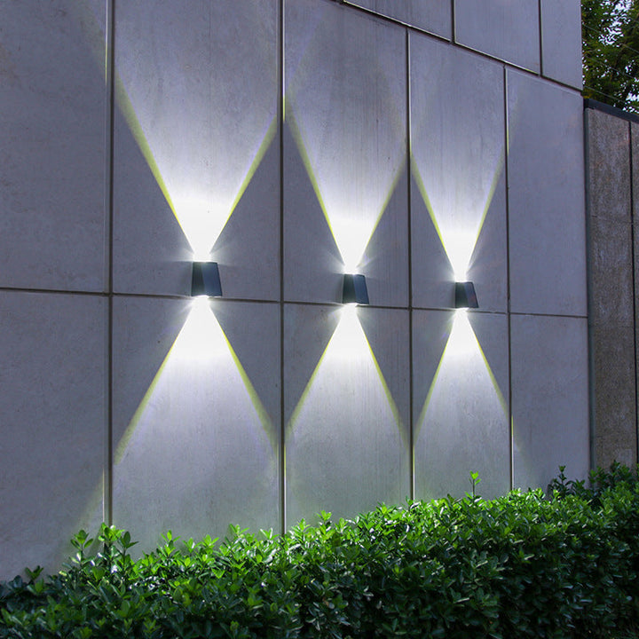 Modern Minimalist Solar Waterproof Trapezoidal Rectangle ABS PVC LED Outdoor Wall Sconce Lamp For Garden | Stornfield