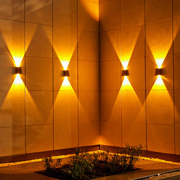 Modern Minimalist Solar Waterproof Trapezoidal Rectangle ABS PVC LED Outdoor Wall Sconce Lamp For Garden | Stornfield