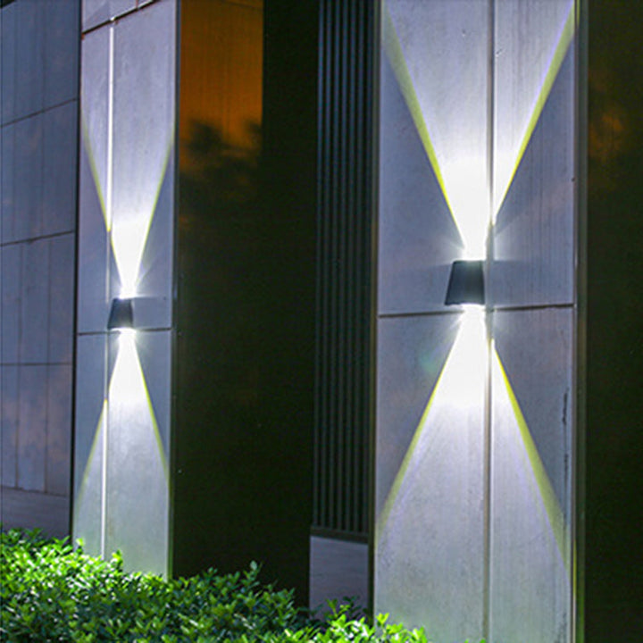 Modern Minimalist Solar Waterproof Trapezoidal Rectangle ABS PVC LED Outdoor Wall Sconce Lamp For Garden | Stornfield