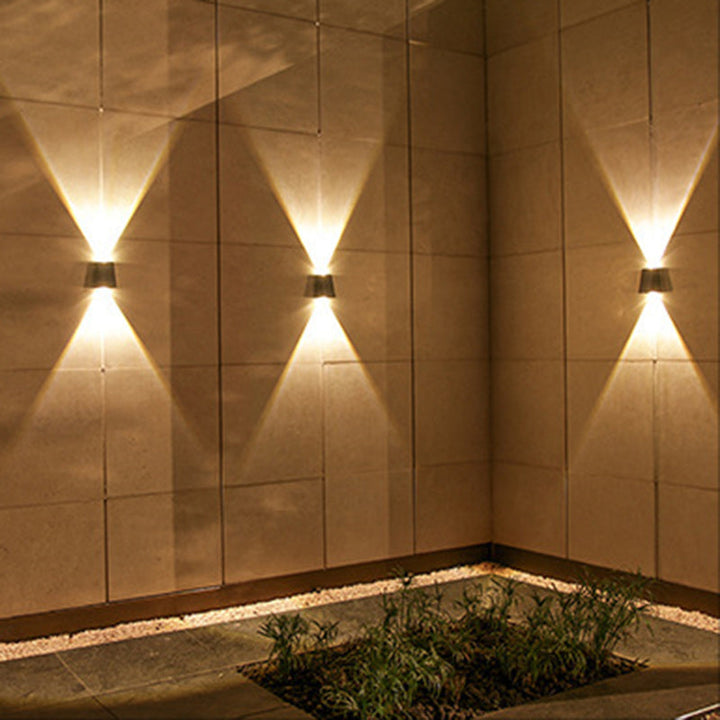 Modern Minimalist Solar Waterproof Trapezoidal Rectangle ABS PVC LED Outdoor Wall Sconce Lamp For Garden | Stornfield