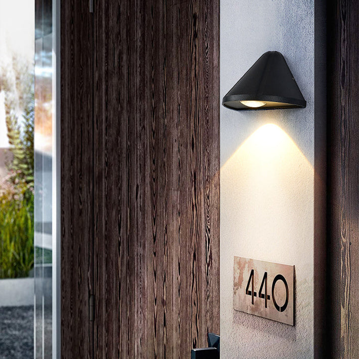 Modern Minimalist Waterproof Triangle Semicircle Die-Cast Aluminum PC LED Wall Sconce Lamp For Outdoor Patio | Stornfield