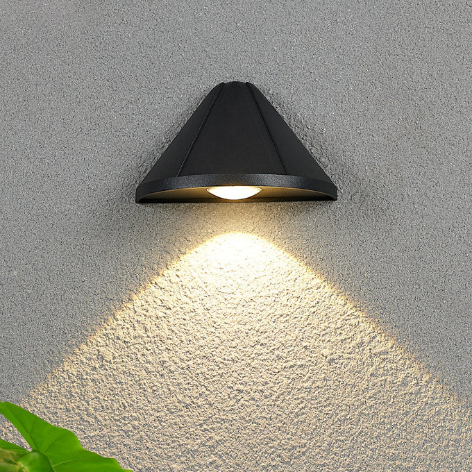 Modern Minimalist Waterproof Triangle Semicircle Die-Cast Aluminum PC LED Wall Sconce Lamp For Outdoor Patio | Stornfield