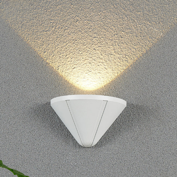 Modern Minimalist Waterproof Triangle Semicircle Die-Cast Aluminum PC LED Wall Sconce Lamp For Outdoor Patio | Stornfield