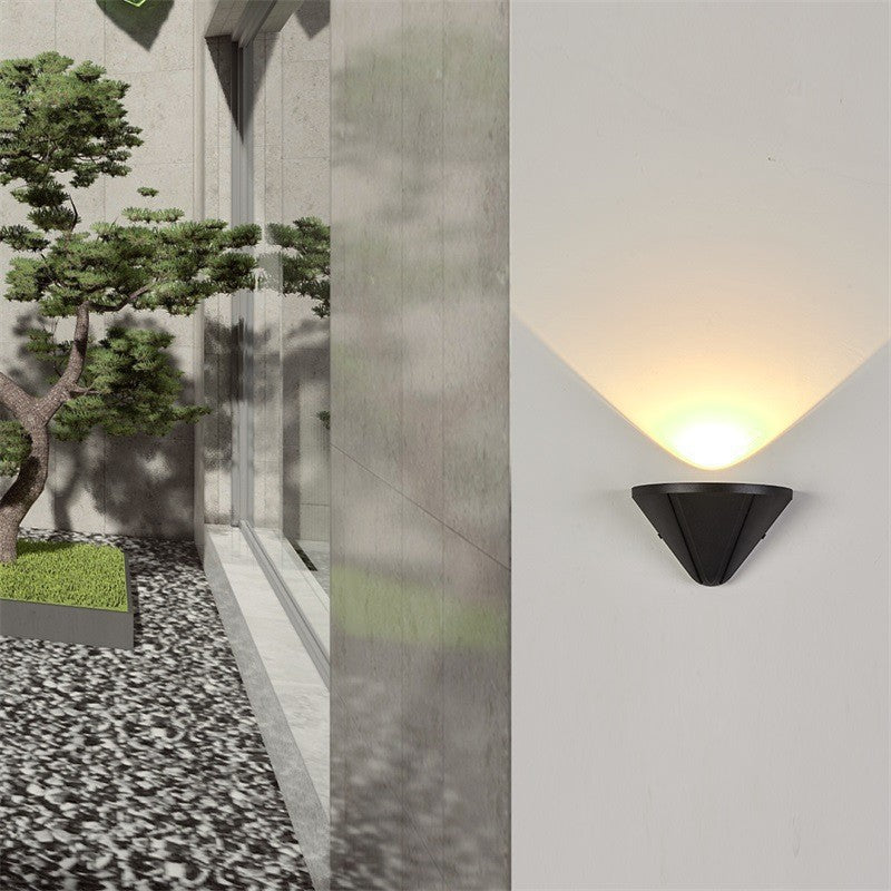 Modern Minimalist Waterproof Triangle Semicircle Die-Cast Aluminum PC LED Wall Sconce Lamp For Outdoor Patio | Stornfield