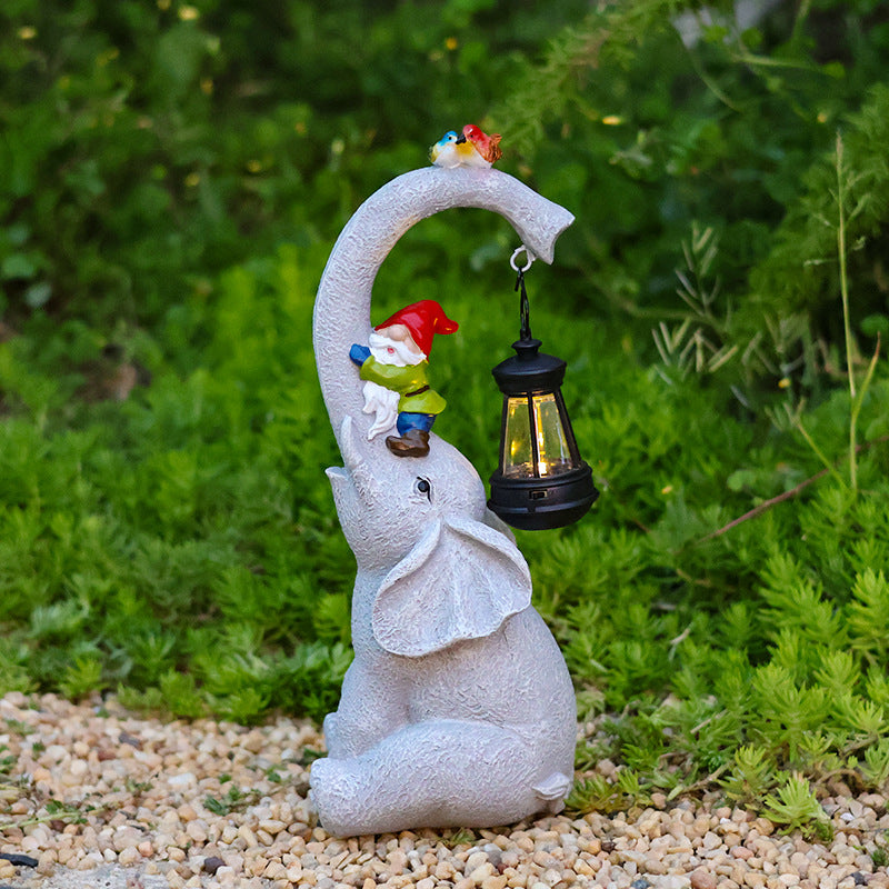 Contemporary Creative Solar Waterproof Elephant Genie Bird Resin LED Outdoor Landscape Light For Garden | Stornfield