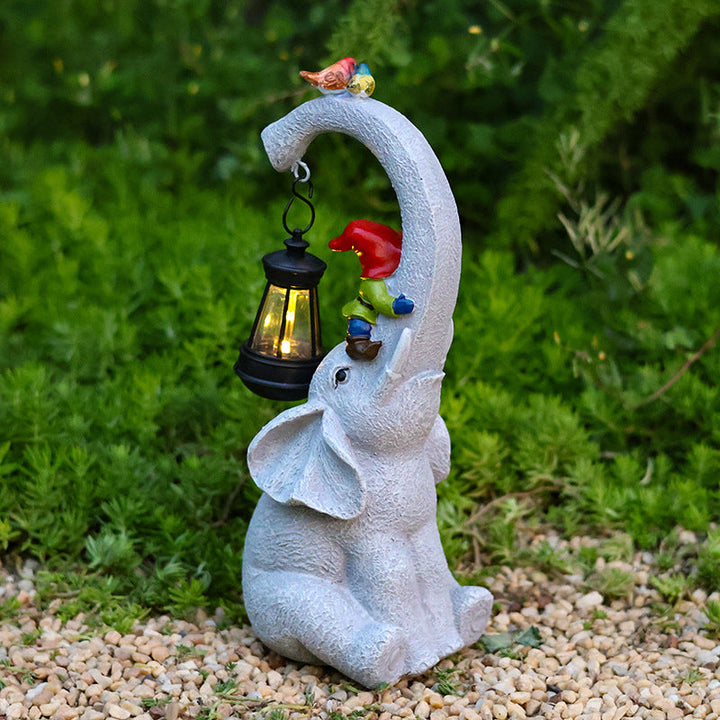Contemporary Creative Solar Waterproof Elephant Genie Bird Resin LED Outdoor Landscape Light For Garden | Stornfield
