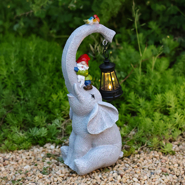 Contemporary Creative Solar Waterproof Elephant Genie Bird Resin LED Outdoor Landscape Light For Garden | Stornfield