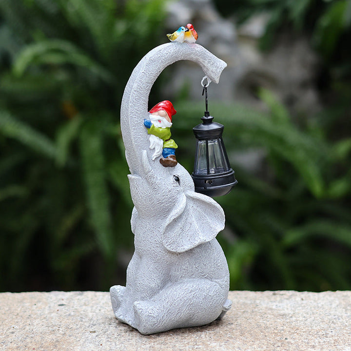 Contemporary Creative Solar Waterproof Elephant Genie Bird Resin LED Outdoor Landscape Light For Garden | Stornfield