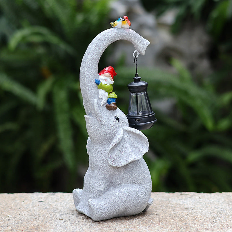 Contemporary Creative Solar Waterproof Elephant Genie Bird Resin LED Outdoor Landscape Light For Garden | Stornfield