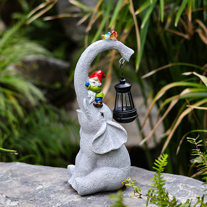 Contemporary Creative Solar Waterproof Elephant Genie Bird Resin LED Outdoor Landscape Light For Garden | Stornfield