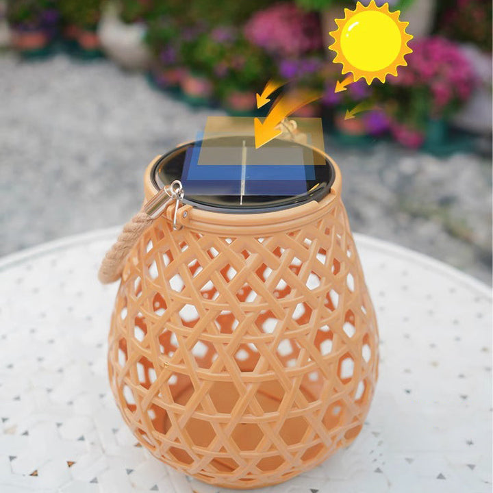 Traditional Chinese Solar Waterproof Oval Round Hollow Mesh ABS LED Outdoor Landscape Light For Garden | Stornfield