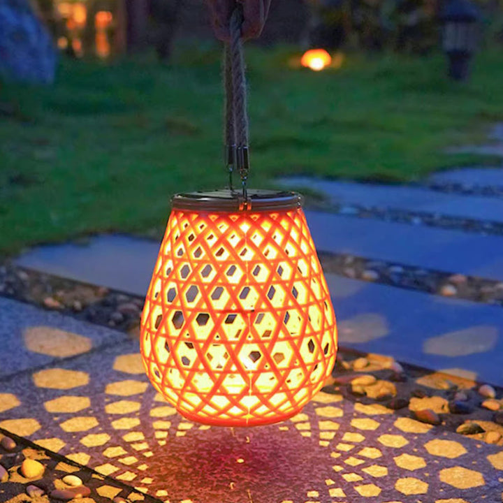 Traditional Chinese Solar Waterproof Oval Round Hollow Mesh ABS LED Outdoor Landscape Light For Garden | Stornfield