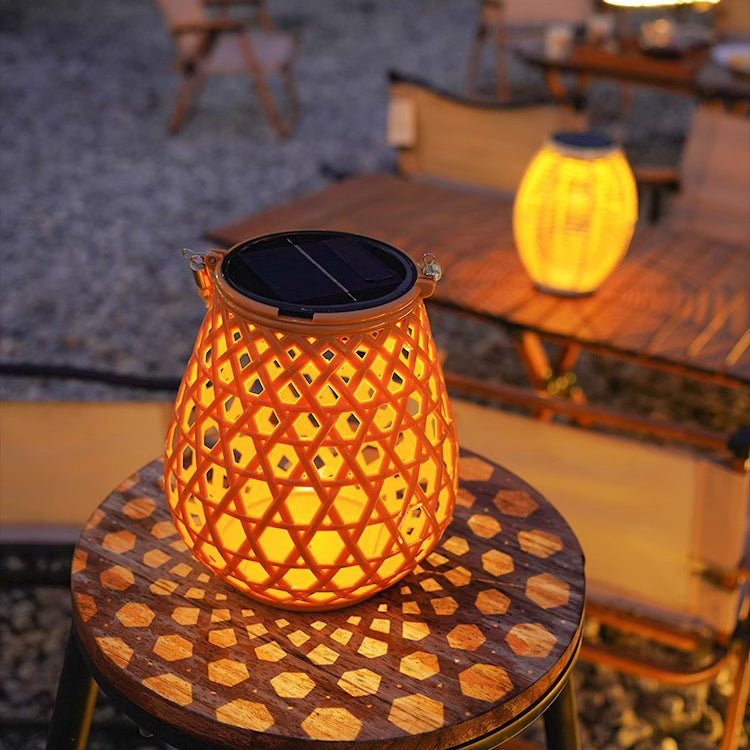 Traditional Chinese Solar Waterproof Oval Round Hollow Mesh ABS LED Outdoor Landscape Light For Garden | Stornfield