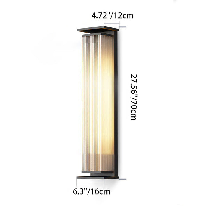 Modern Minimalist Solar Waterproof Rectangle Stripe Stainless Steel PC LED Outdoor Wall Sconce Lamp For Garden | Stornfield