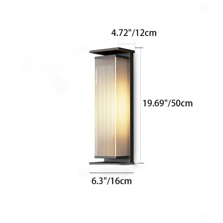 Modern Minimalist Solar Waterproof Rectangle Stripe Stainless Steel PC LED Outdoor Wall Sconce Lamp For Garden | Stornfield